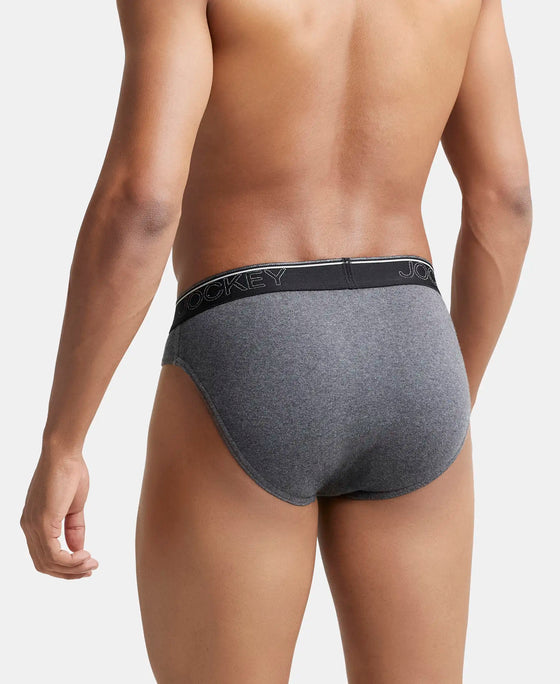 Super Combed Cotton Rib Solid Brief with Ultrasoft Waistband - Charcoal Melange-3