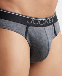 Super Combed Cotton Rib Solid Brief with Ultrasoft Waistband - Charcoal Melange-6