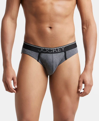 Super Combed Cotton Rib Solid Brief with Ultrasoft Waistband - Charcoal Melange-2