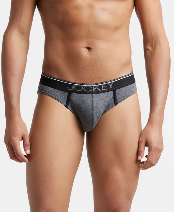 Super Combed Cotton Rib Solid Brief with Ultrasoft Waistband - Charcoal Melange-2