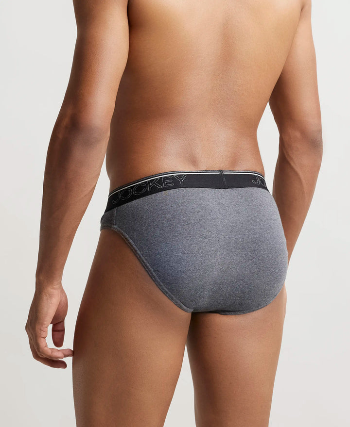 Super Combed Cotton Rib Solid Brief with Ultrasoft Waistband - Charcoal Melange-4