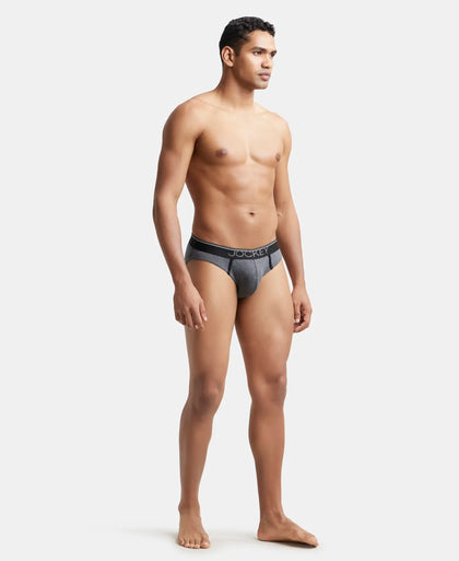 Super Combed Cotton Rib Solid Brief with Ultrasoft Waistband - Charcoal Melange-5