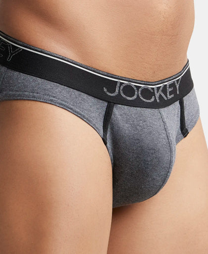 Super Combed Cotton Rib Solid Brief with Ultrasoft Waistband - Charcoal Melange (Pack of 2)