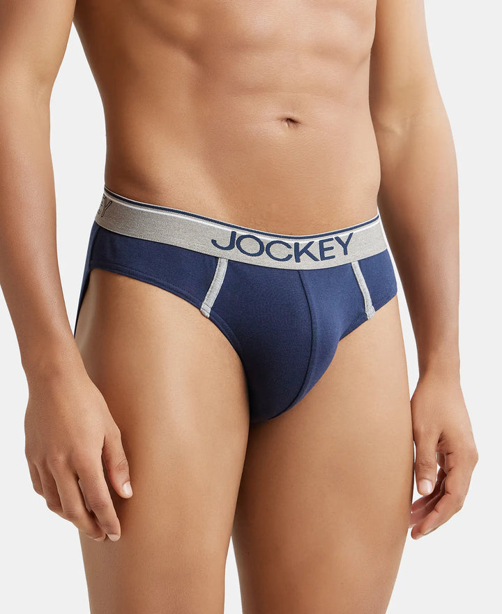 Super Combed Cotton Rib Solid Brief with Ultrasoft Waistband - Deep Navy-2