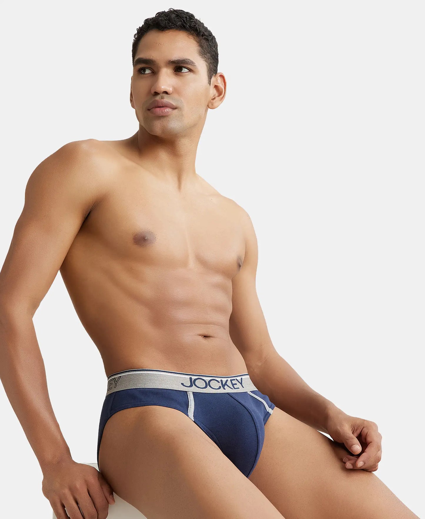 Super Combed Cotton Rib Solid Brief with Ultrasoft Waistband - Deep Navy-5