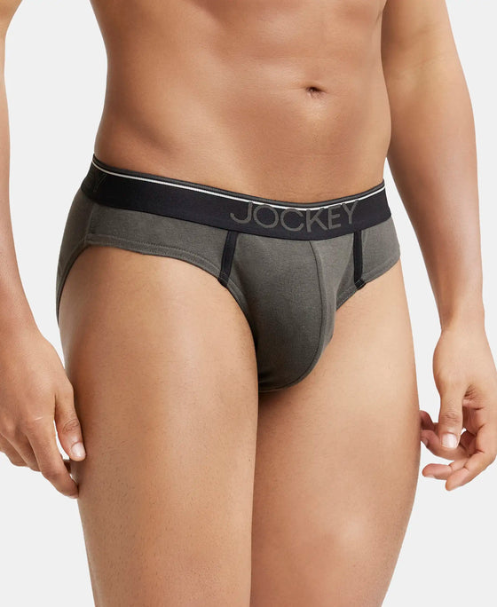 Super Combed Cotton Rib Solid Brief with Ultrasoft Waistband - Deep Olive-2