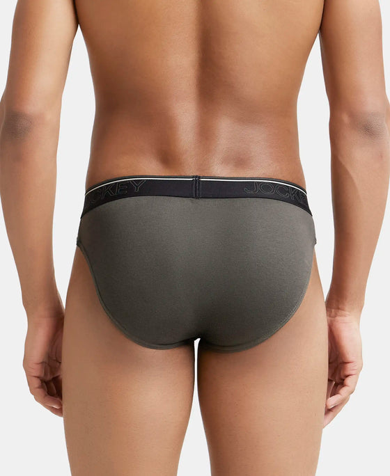 Super Combed Cotton Rib Solid Brief with Ultrasoft Waistband - Deep Olive-3