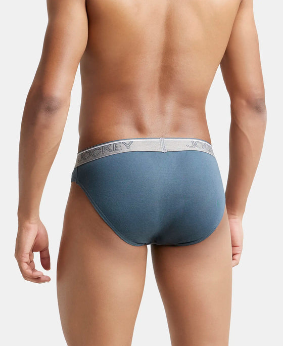 Super Combed Cotton Rib Solid Brief with Ultrasoft Waistband - Deep Slate-3