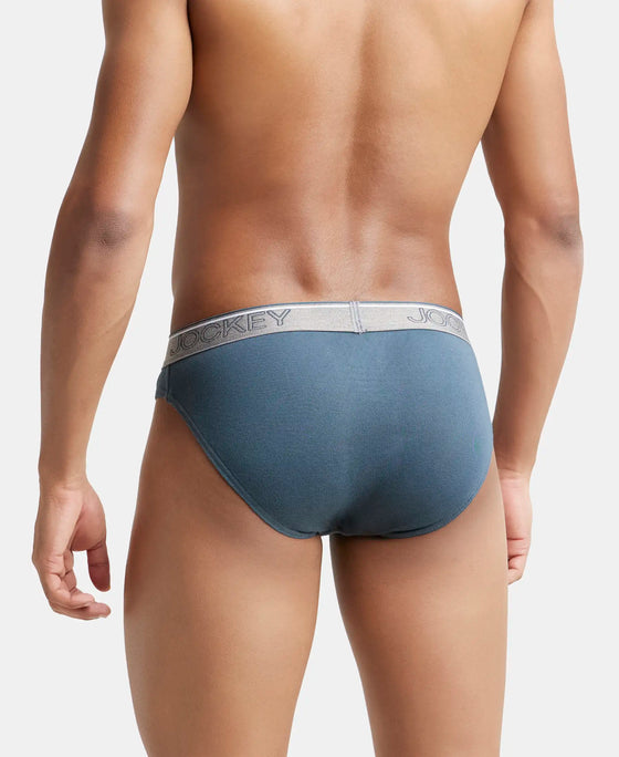 Super Combed Cotton Rib Solid Brief with Ultrasoft Waistband - Deep Slate-3