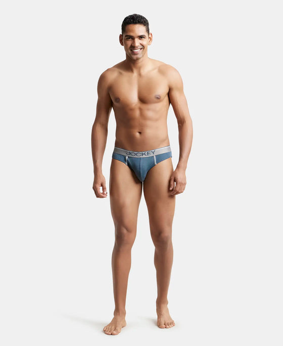 Super Combed Cotton Rib Solid Brief with Ultrasoft Waistband - Deep Slate-4