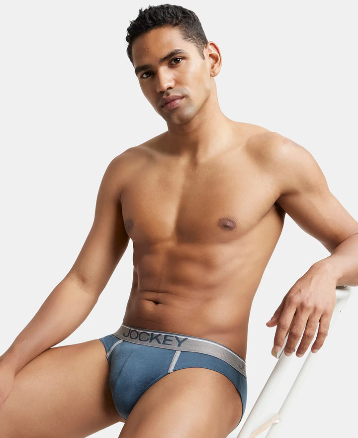 Super Combed Cotton Rib Solid Brief with Ultrasoft Waistband - Deep Slate-5