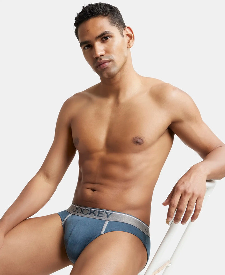 Super Combed Cotton Rib Solid Brief with Ultrasoft Waistband - Deep Slate-6