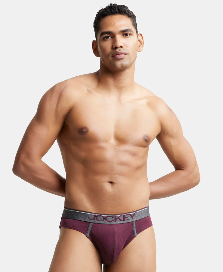 Super Combed Cotton Rib Solid Brief with Ultrasoft Waistband - Wine Tasting-5