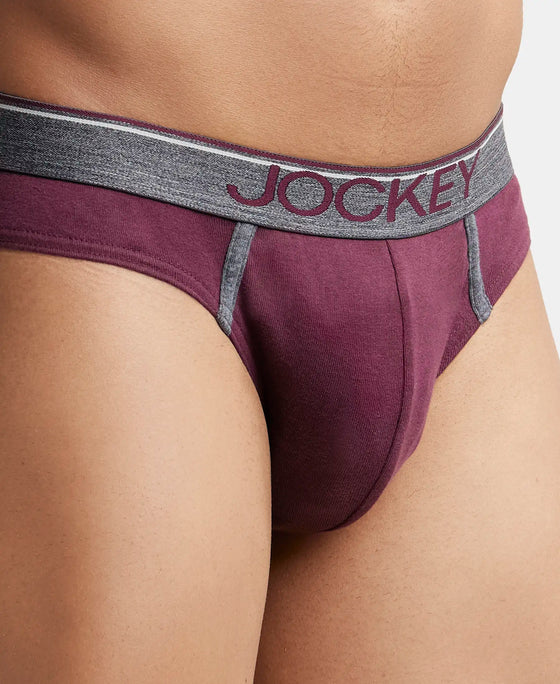Super Combed Cotton Rib Solid Brief with Ultrasoft Waistband - Wine Tasting-6