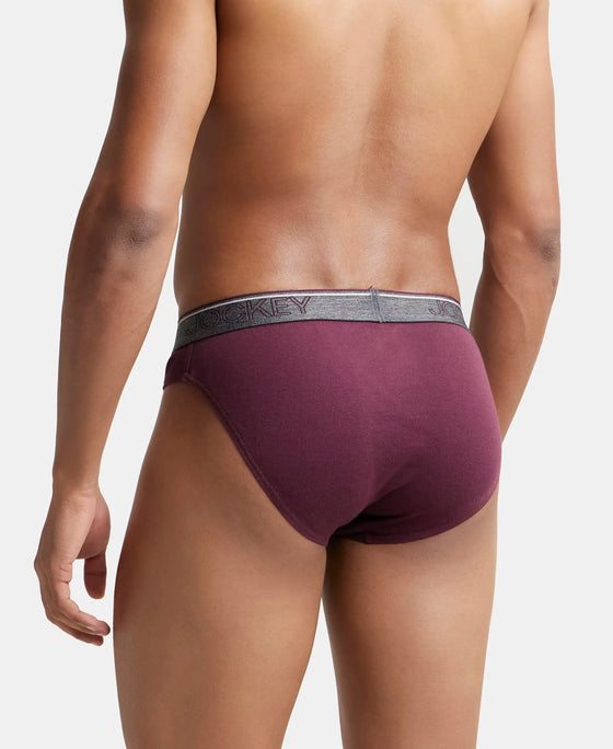 Super Combed Cotton Rib Solid Brief with Ultrasoft Waistband - Wine Tasting-4
