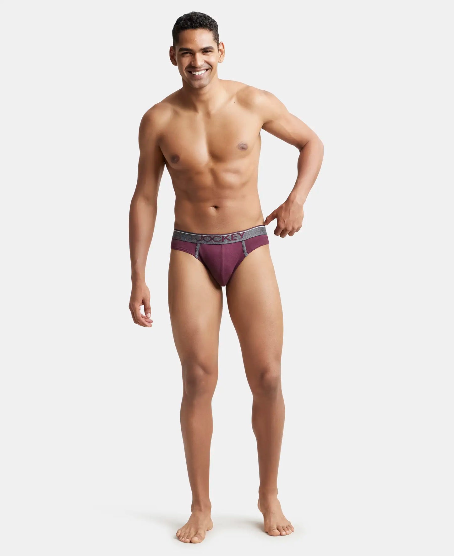 Super Combed Cotton Rib Solid Brief with Ultrasoft Waistband - Wine Tasting-5