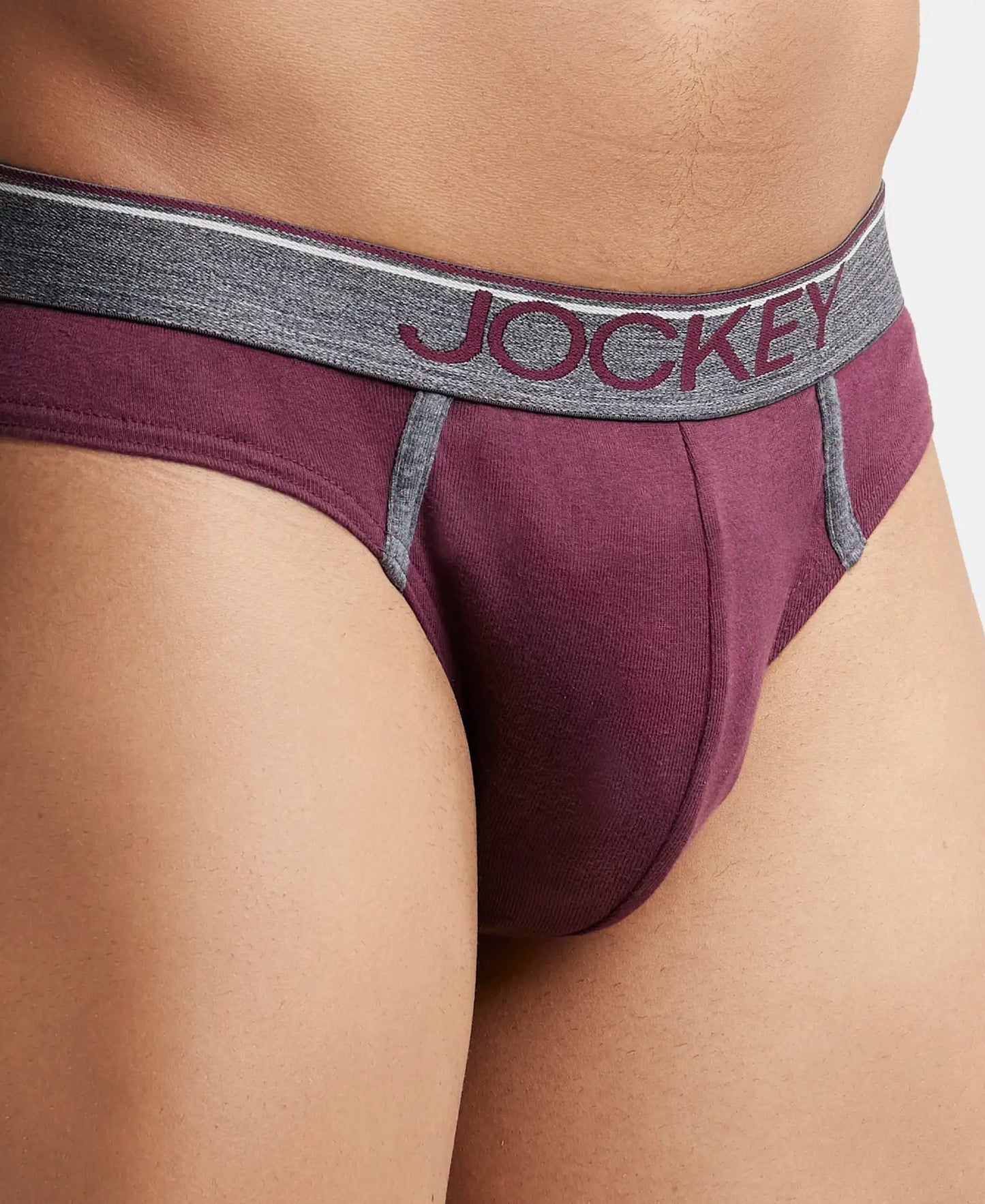 Super Combed Cotton Rib Solid Brief with Ultrasoft Waistband - Wine Tasting (Pack of 2)