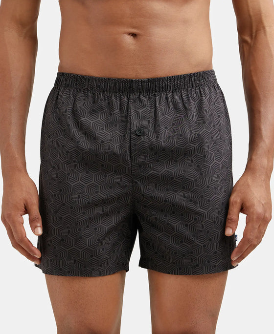 Super Combed Mercerized Cotton Woven Checkered Inner Boxers with Ultrasoft and Durable Inner Waistband - Black & Navy 1-2