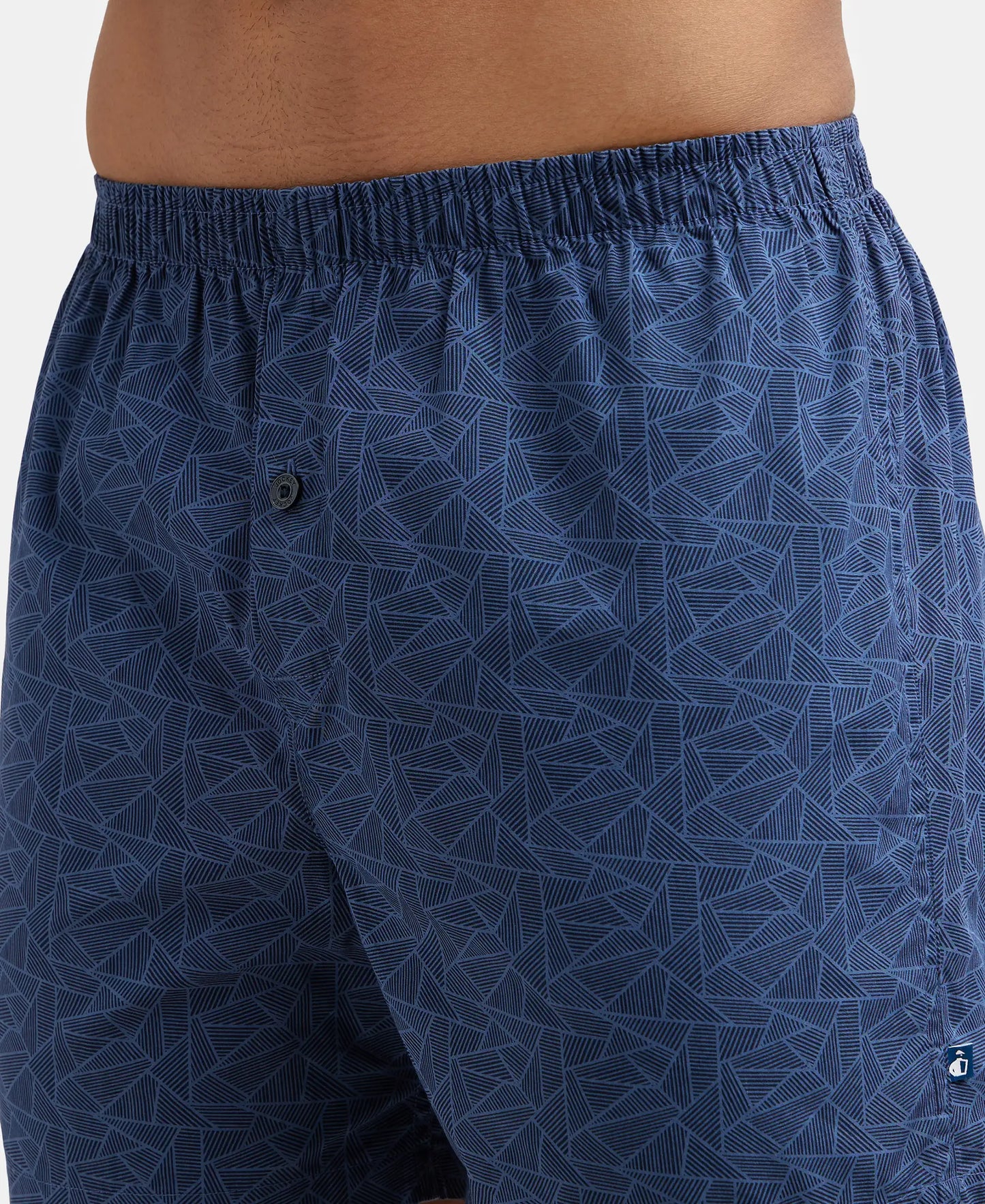 Super Combed Mercerized Cotton Woven Printed Inner Boxers with Ultrasoft and Durable Inner Waistband - Black & Navy 1 (Pack of 2)
