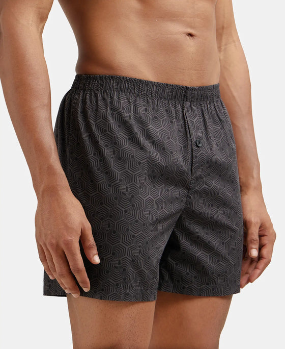 Super Combed Mercerized Cotton Woven Checkered Inner Boxers with Ultrasoft and Durable Inner Waistband - Black & Navy 1-4