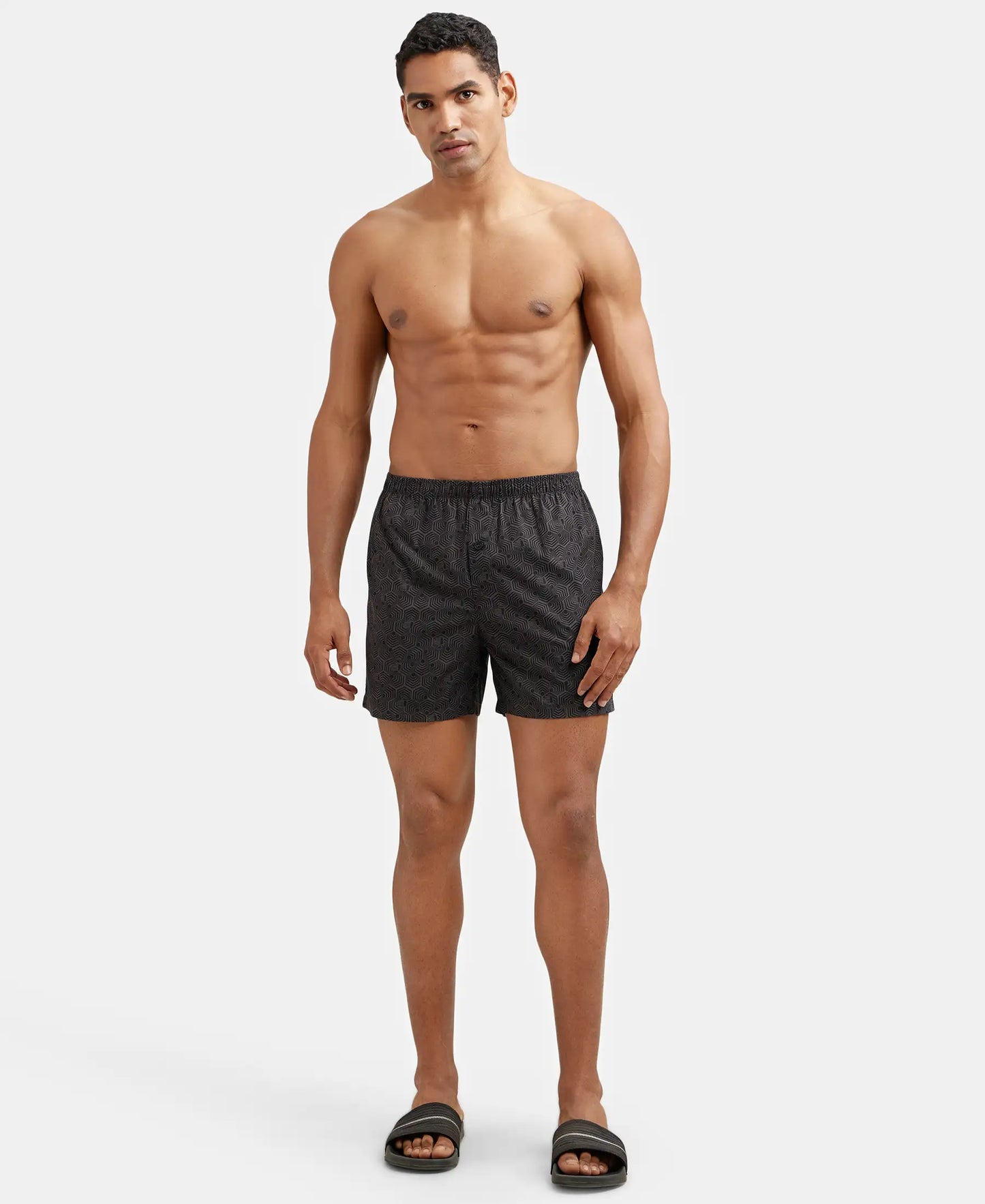 Super Combed Mercerized Cotton Woven Checkered Inner Boxers with Ultrasoft and Durable Inner Waistband - Black & Navy 1-8