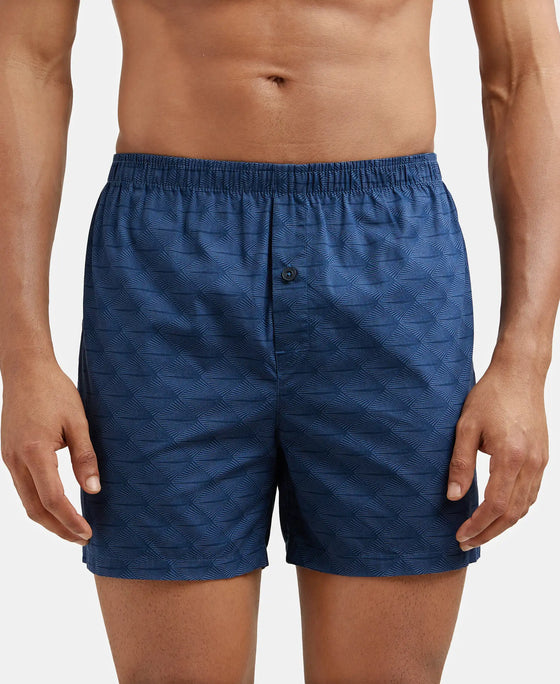 Super Combed Mercerized Cotton Woven Checkered Inner Boxers with Ultrasoft and Durable Inner Waistband - Black & Navy 2-3