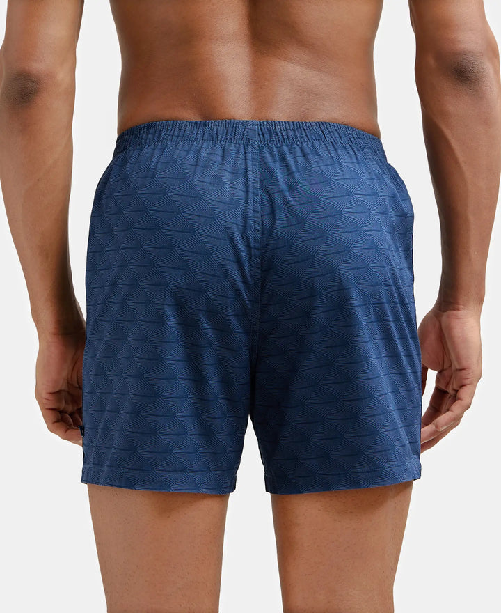 Super Combed Mercerized Cotton Woven Checkered Inner Boxers with Ultrasoft and Durable Inner Waistband - Black & Navy 2-7