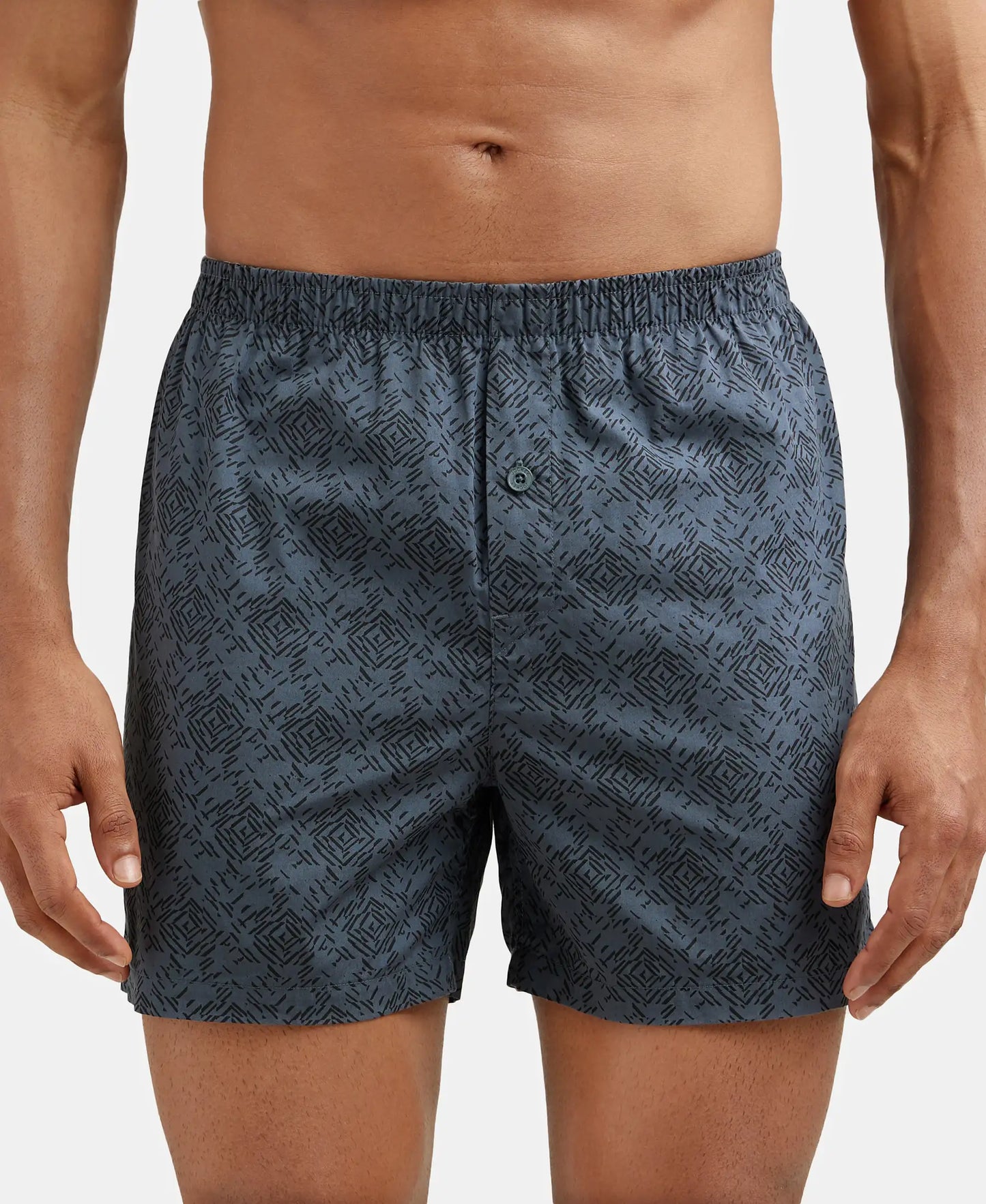 Super Combed Mercerized Cotton Woven Checkered Inner Boxers with Ultrasoft and Durable Inner Waistband - Black & Navy 3-3