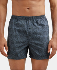 Super Combed Mercerized Cotton Woven Checkered Inner Boxers with Ultrasoft and Durable Inner Waistband - Black & Navy 3-3