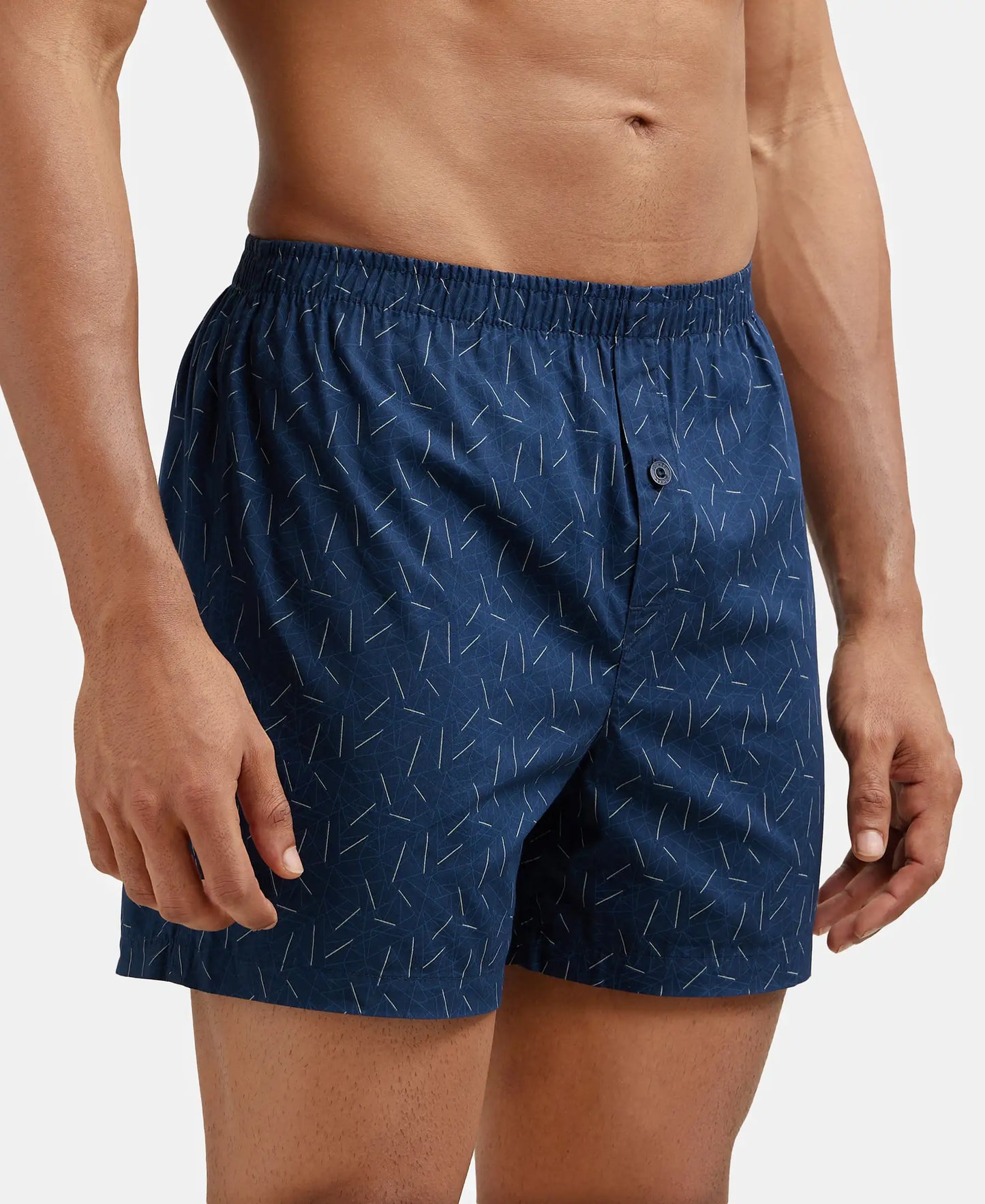 Super Combed Mercerized Cotton Woven Checkered Inner Boxers with Ultrasoft and Durable Inner Waistband - Black & Navy 3-4