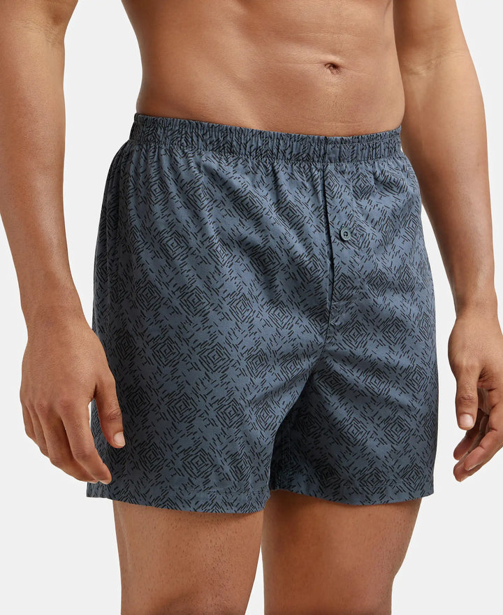 Super Combed Mercerized Cotton Woven Checkered Inner Boxers with Ultrasoft and Durable Inner Waistband - Black & Navy 3-5