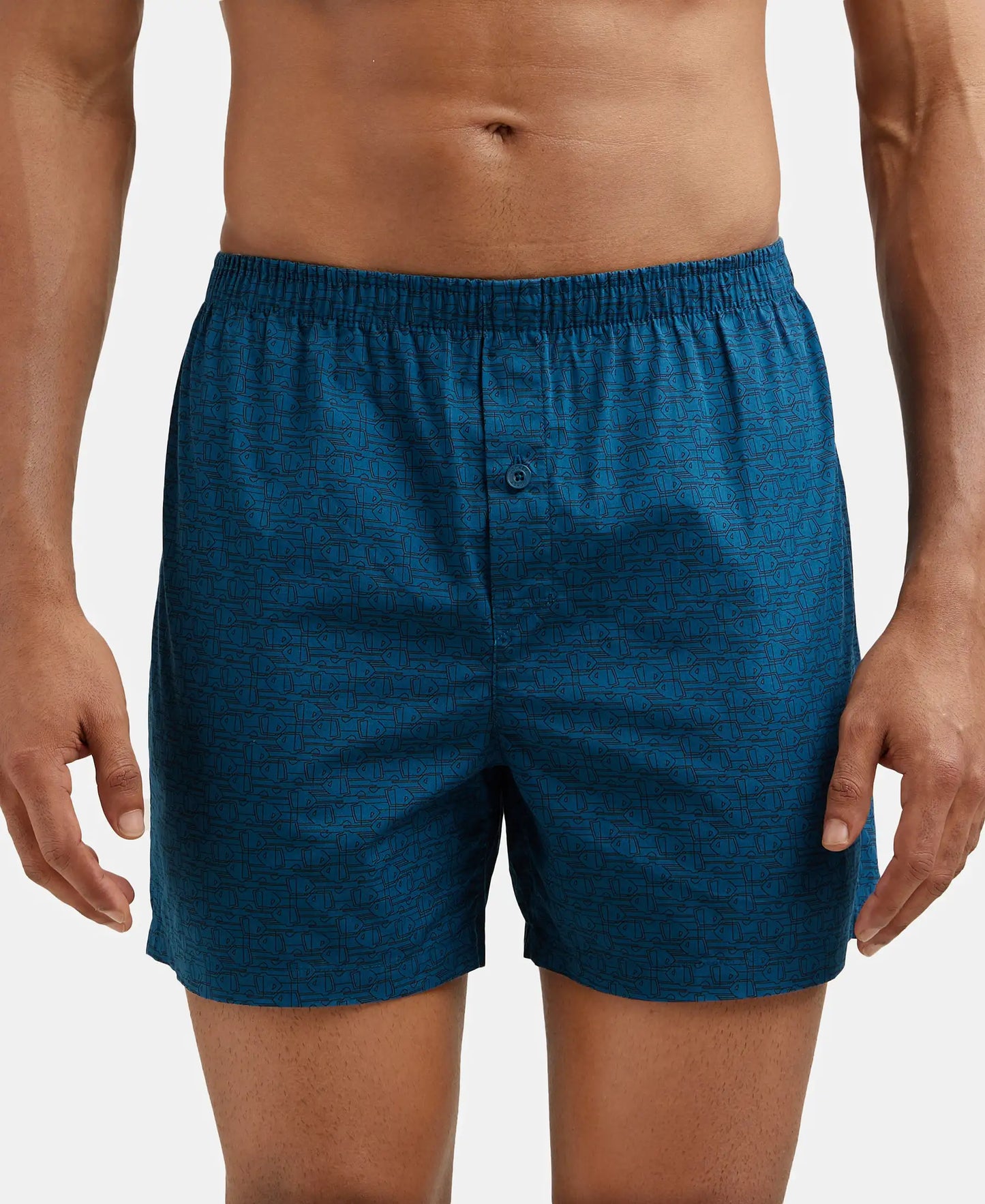 Super Combed Mercerized Cotton Woven Checkered Inner Boxers with Ultrasoft and Durable Inner Waistband - Navy & Seaport Teal-2