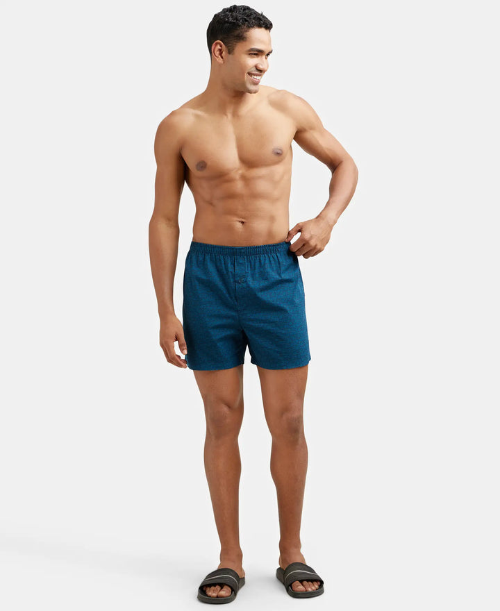 Super Combed Mercerized Cotton Woven Checkered Inner Boxers with Ultrasoft and Durable Inner Waistband - Navy & Seaport Teal-12