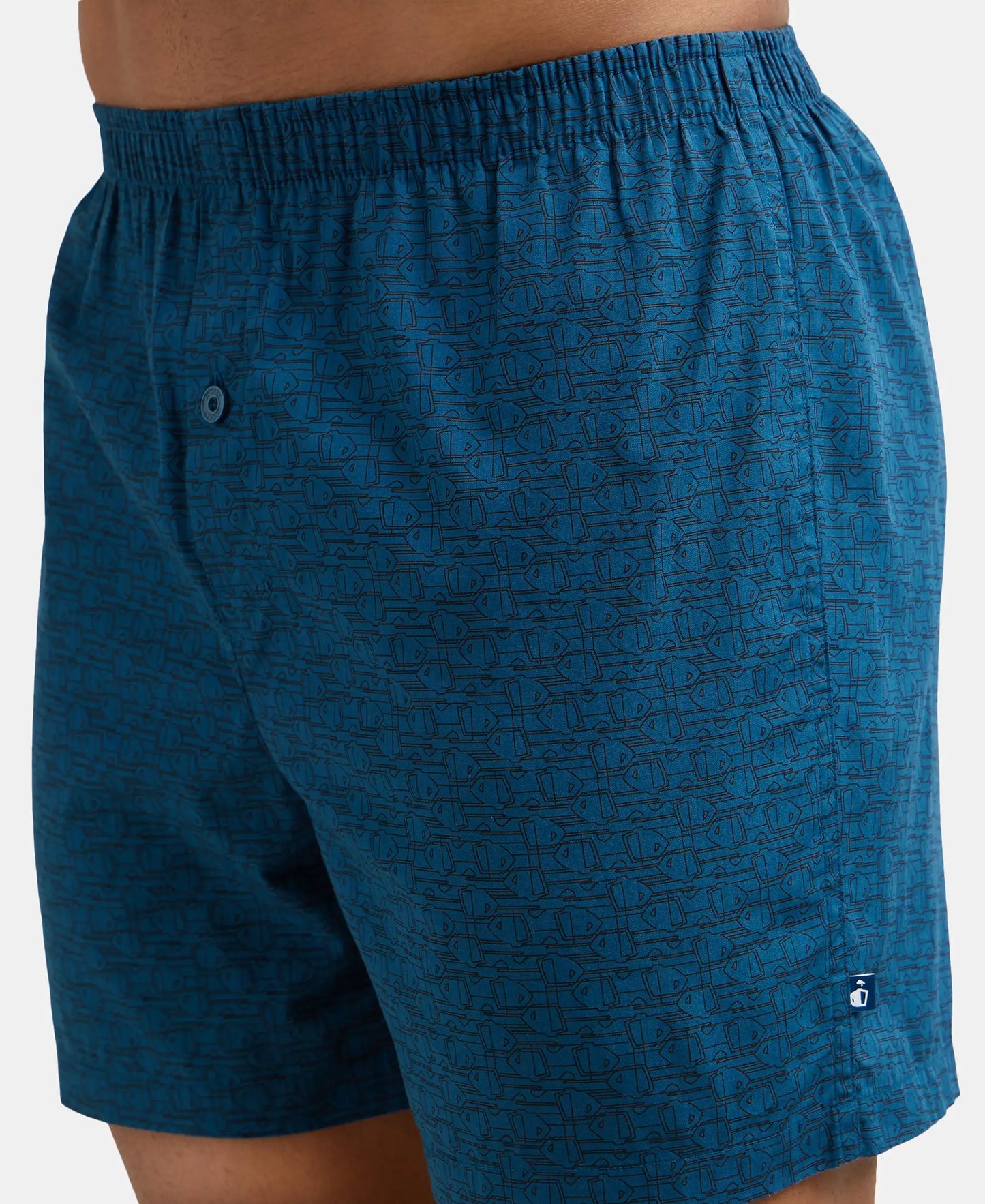 Super Combed Mercerized Cotton Woven Checkered Inner Boxers with Ultrasoft and Durable Inner Waistband - Navy & Seaport Teal-14
