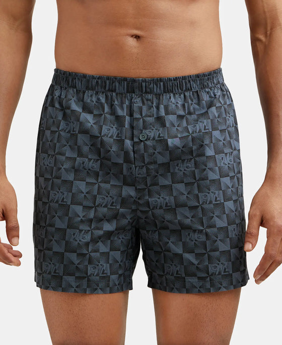 Super Combed Mercerized Cotton Woven Checkered Inner Boxers with Ultrasoft and Durable Inner Waistband - Navy & Seaport Teal-3