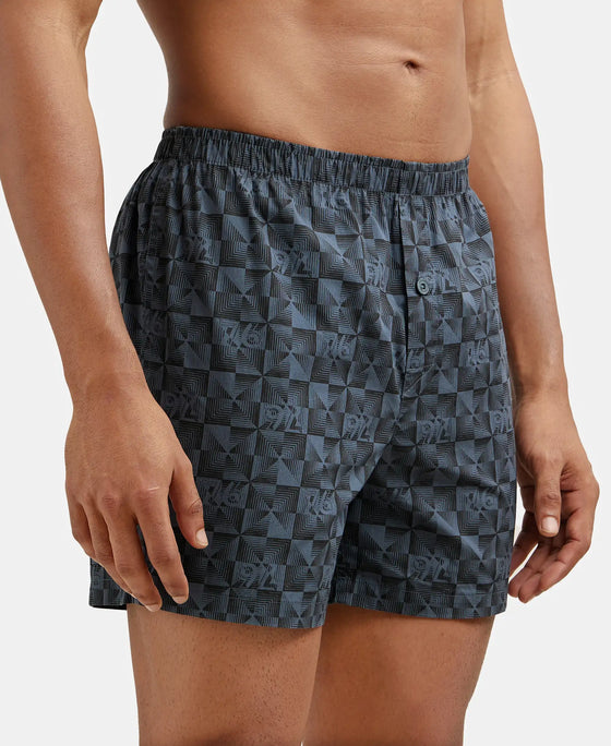 Super Combed Mercerized Cotton Woven Checkered Inner Boxers with Ultrasoft and Durable Inner Waistband - Navy & Seaport Teal-5