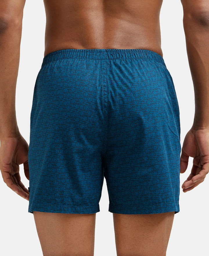 Super Combed Mercerized Cotton Woven Checkered Inner Boxers with Ultrasoft and Durable Inner Waistband - Navy & Seaport Teal-6