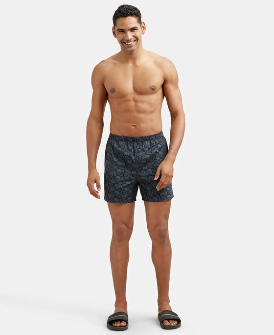 Super Combed Mercerized Cotton Woven Checkered Inner Boxers with Ultrasoft and Durable Inner Waistband - Navy & Seaport Teal-9