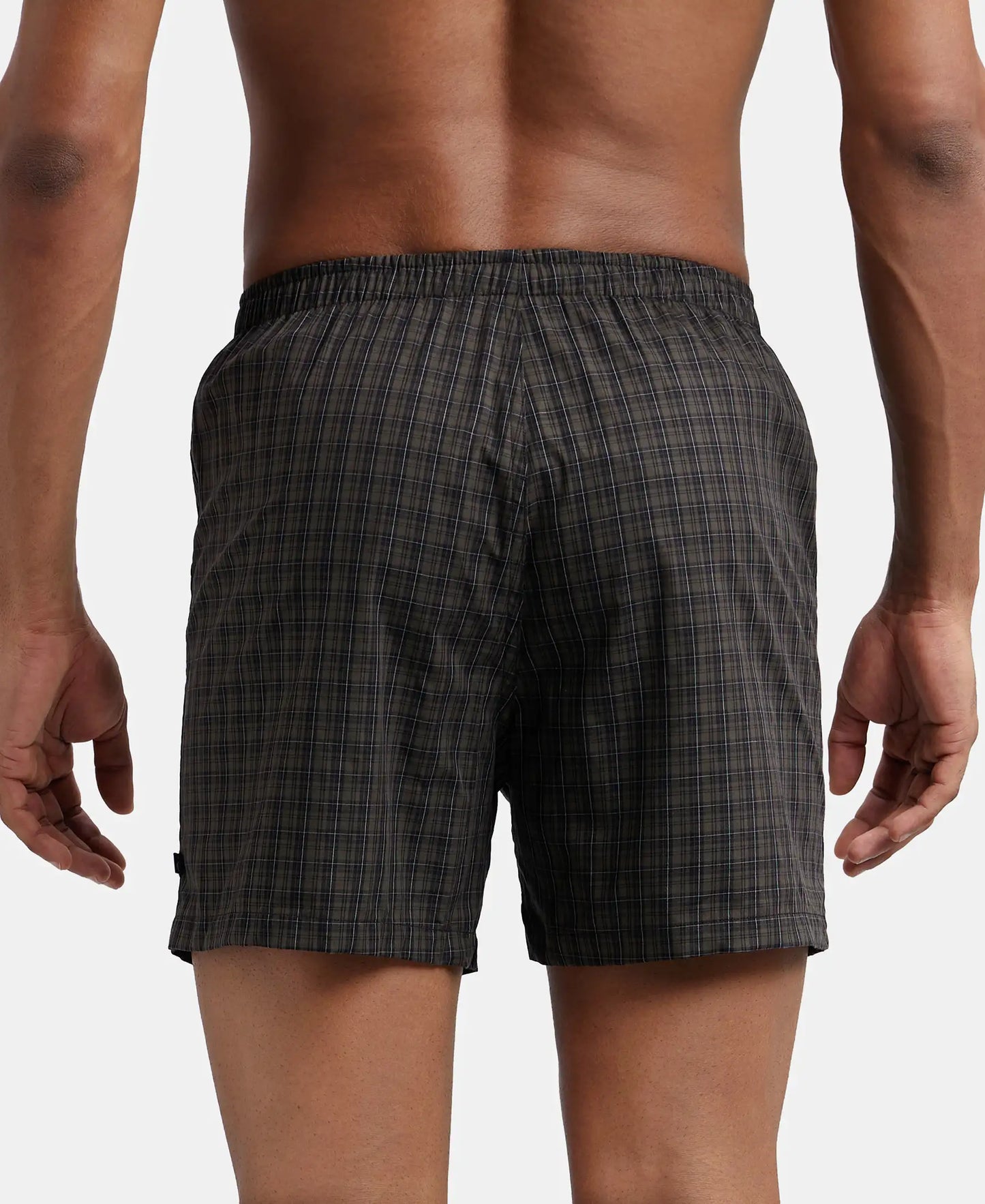 Super Combed Mercerized Cotton Woven Checkered Inner Boxers with Ultrasoft and Durable Inner Waistband - Grey-7