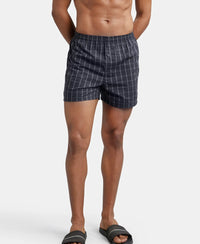 Super Combed Mercerized Cotton Woven Checkered Inner Boxers with Ultrasoft and Durable Inner Waistband - Grey-10