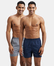 Super Combed Mercerized Cotton Woven Checkered Inner Boxers with Ultrasoft and Durable Inner Waistband - Navy-1