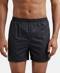 Super Combed Mercerized Cotton Woven Checkered Inner Boxers with Ultrasoft and Durable Inner Waistband - Seaport Teal & Black-3