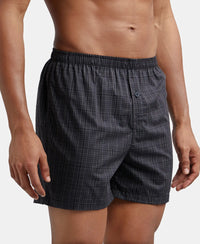 Super Combed Mercerized Cotton Woven Checkered Inner Boxers with Ultrasoft and Durable Inner Waistband - Seaport Teal & Black-5