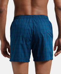 Super Combed Mercerized Cotton Woven Checkered Inner Boxers with Ultrasoft and Durable Inner Waistband - Seaport Teal & Black-6