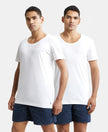 Super combed cotton Round Neck Half Sleeved Vest - White-1