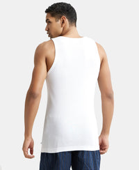 Super Combed Cotton Rib Round Neck Sleeveless Vest with Stay Fresh Properties - White-3