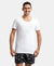 Super Combed Cotton Round Neck Half Sleeved Vest with Stay Fresh Properties - White-1