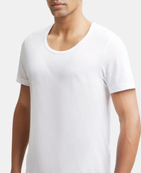 Super Combed Cotton Round Neck Half Sleeved Vest with Stay Fresh Properties - White-6