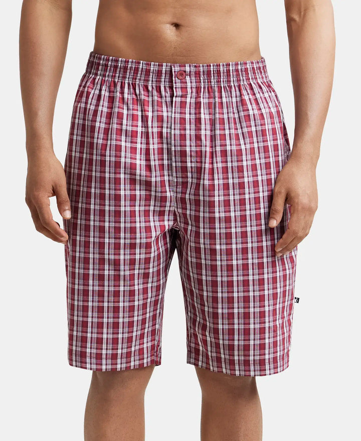 Super Combed Cotton Woven Bermuda with Inner Drawstring - Multi Color Check Des423-1