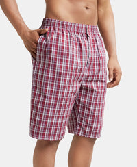 Super Combed Cotton Woven Bermuda with Inner Drawstring - Multi Color Check Des423-2